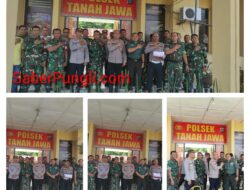 Jajaran Koramil 10/ Tanah Jawa Berkunjung Ke Polsek Tanah  Dalam Rangka Memperingati HUT Bhayangkara Ke 77