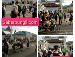 Polsek Tanah Jawa Giat Strong Point Perlancar Arus Lalulintas di Pagi Hari