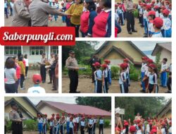 Polri Peduli Budaya Literasi Kapolsek Saribudolok Serahkan Bantuan Buku ke Sekolah di Wilkum Polsek Saribudolok