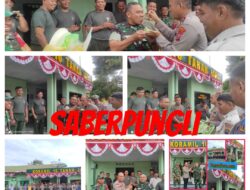 Rayakan HUT TNI ke-78,Polsek Tanah Jawa Berikan Ucapan dan Kue Untuk Danramil 10 Balimbingan