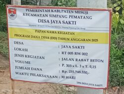 Pemerintah Desa jaya Sakti Telah Mulai Laksanakan Pembangunan Rabat Beton menggunakan anggaran Dena Desa 2025