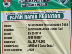 Untuk Meningkatkan Kesejahteraan Petani Desa Mukti Karya Melaksanakan Infrastuktur Pedesaan Jalan Usaha Tani (JUT)
