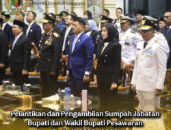 Ketua DPRD Provinsi Lampung Bapak Ahmad Giri Akbar, SE., M.B.A Dan Ketua Para Fraksi, Sekretaris DPRD Provinsi Lampung Hadiri Acara Pelantikan Dan Pengambilan Sumpah Jabatan Bupati Pesawaran Nanda Indira, Beserta Wakil